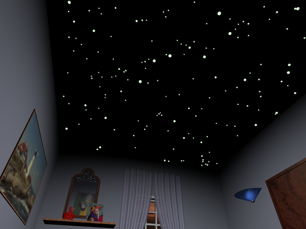 ricostruzione fotorealistica di una camera in cui è stato installato un virtual sky